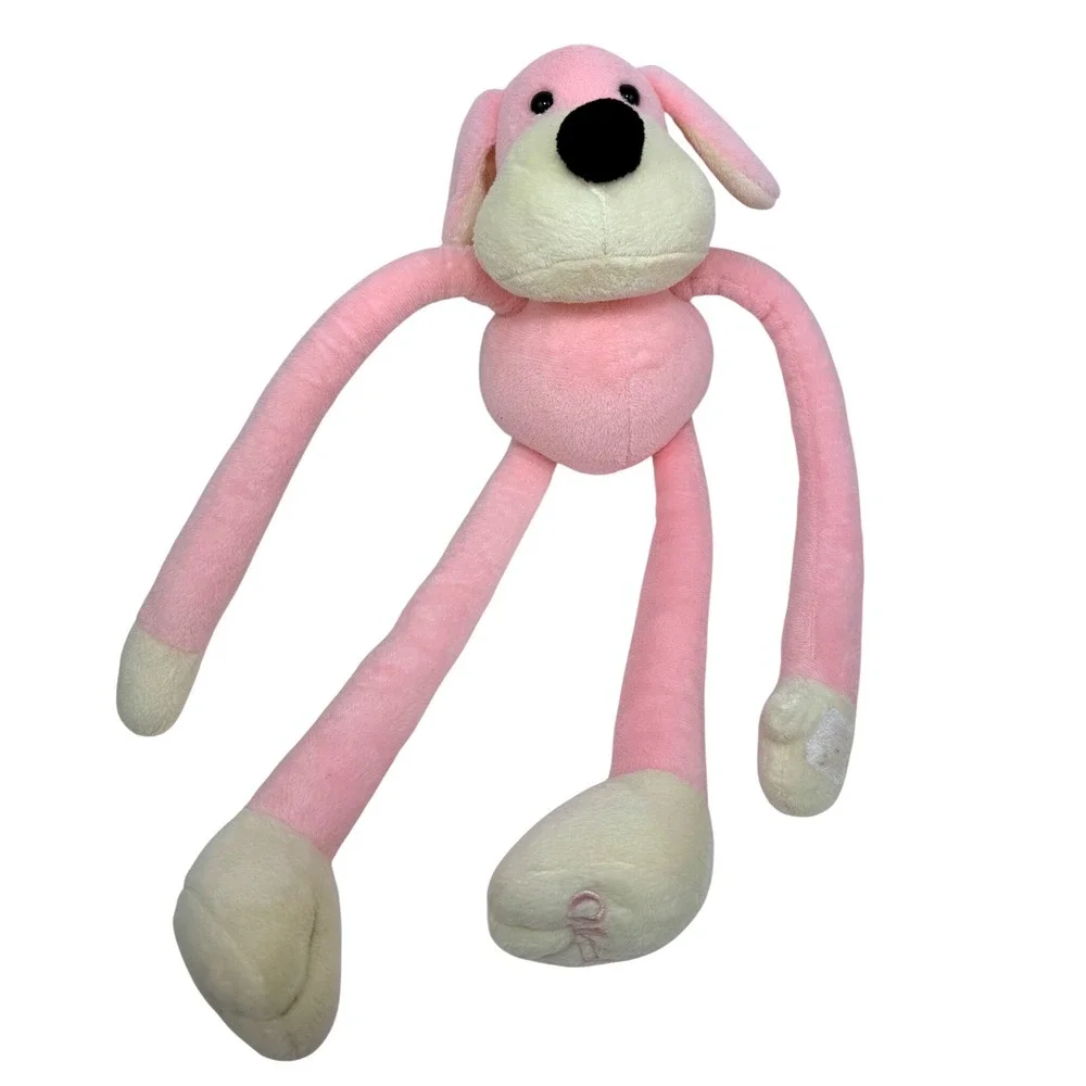 FAO Schwarz Pink Long Leg Dog Plush Stuffed Animal Toy 16 inch Toys R Us 2011 BH